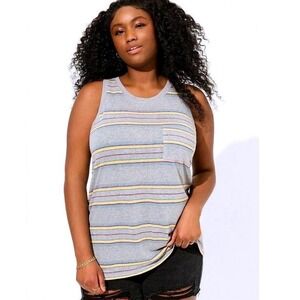 TORRID Lightweight Linen Blend Crew Neck Pocket Tank NWT 1X